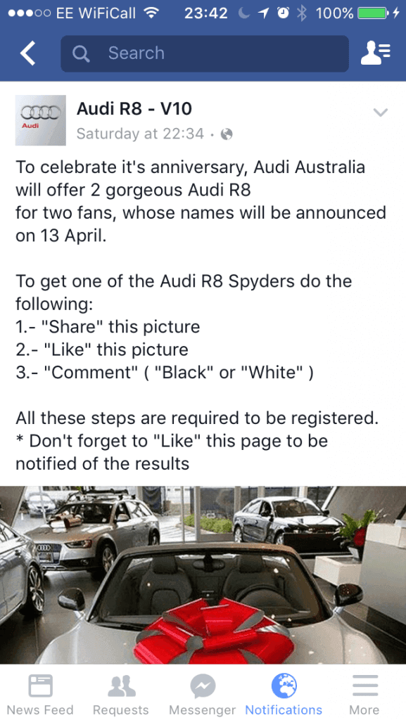 Audi Scam on Facebook