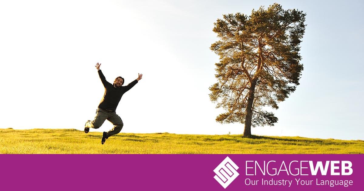 man jumping for joy