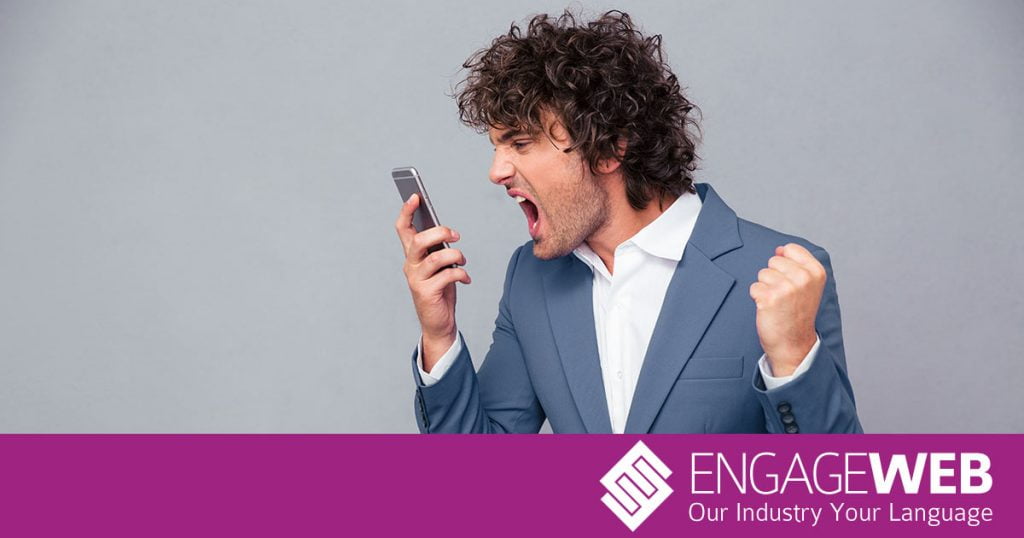 Man frustrated at phone