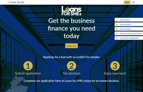 Loans for SMEs website screenshot