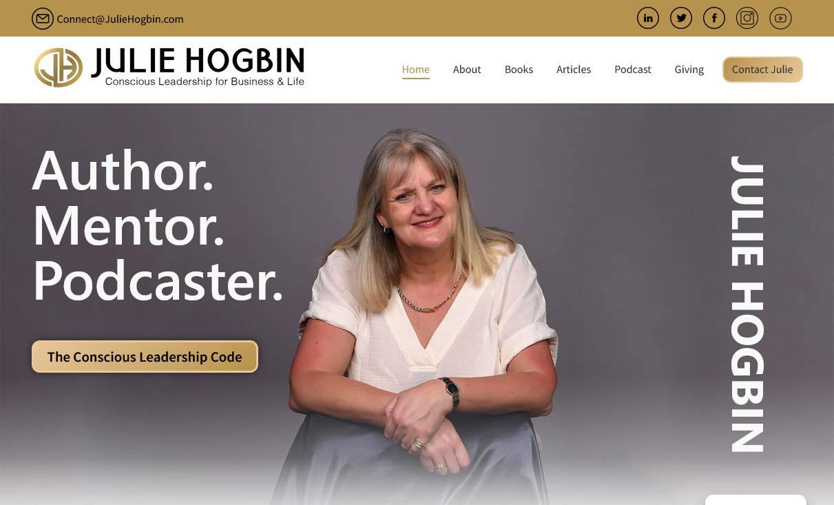 Julie Hogbin Author Mentor Podcaster website screenshot
