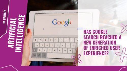 tablet with Google on the screen being used by female hands