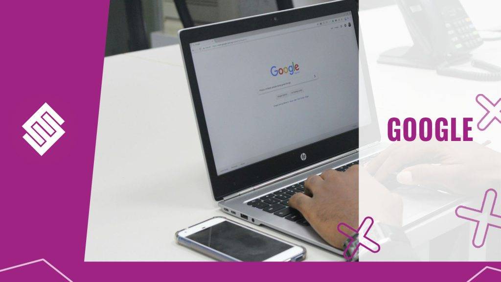 Browsing Google on a laptop